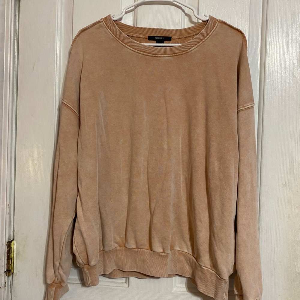 Forever 21 Women’s Sweatshirt Peach Oversized Coquette Preppy Teen Comfy Casual